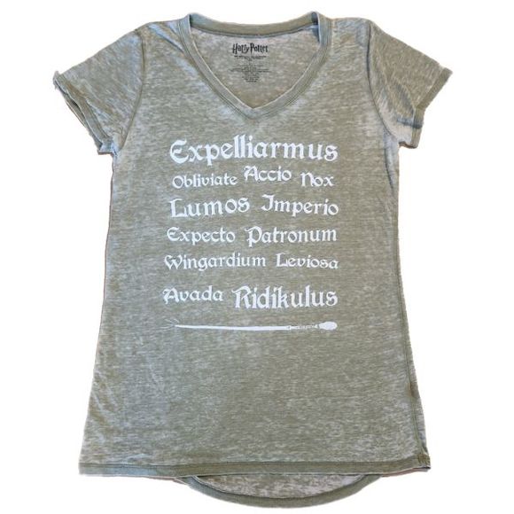 Harry‎ Potter Spells Graphic T-Shirt, Green,Size Large - Picture 1 of 3